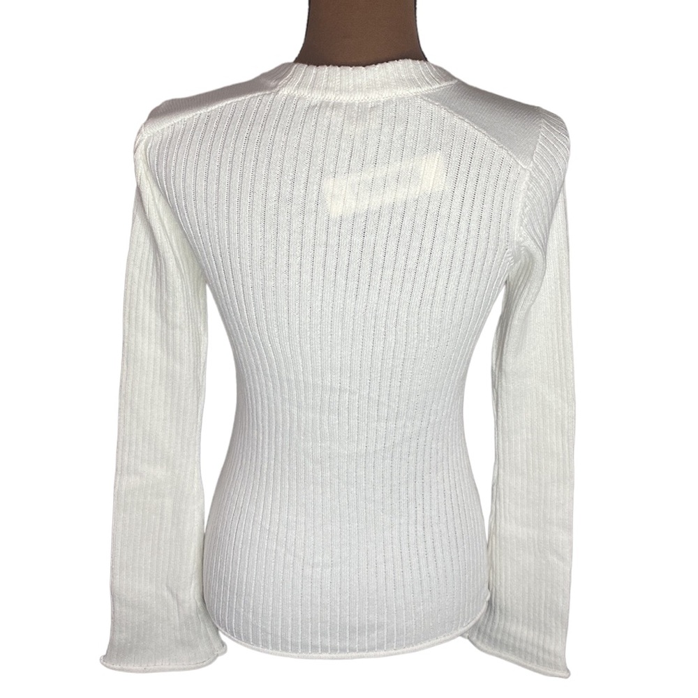 L’Agence Pasha Cut Out Ribbed Sweater in white size XS - Picture 2 of 10